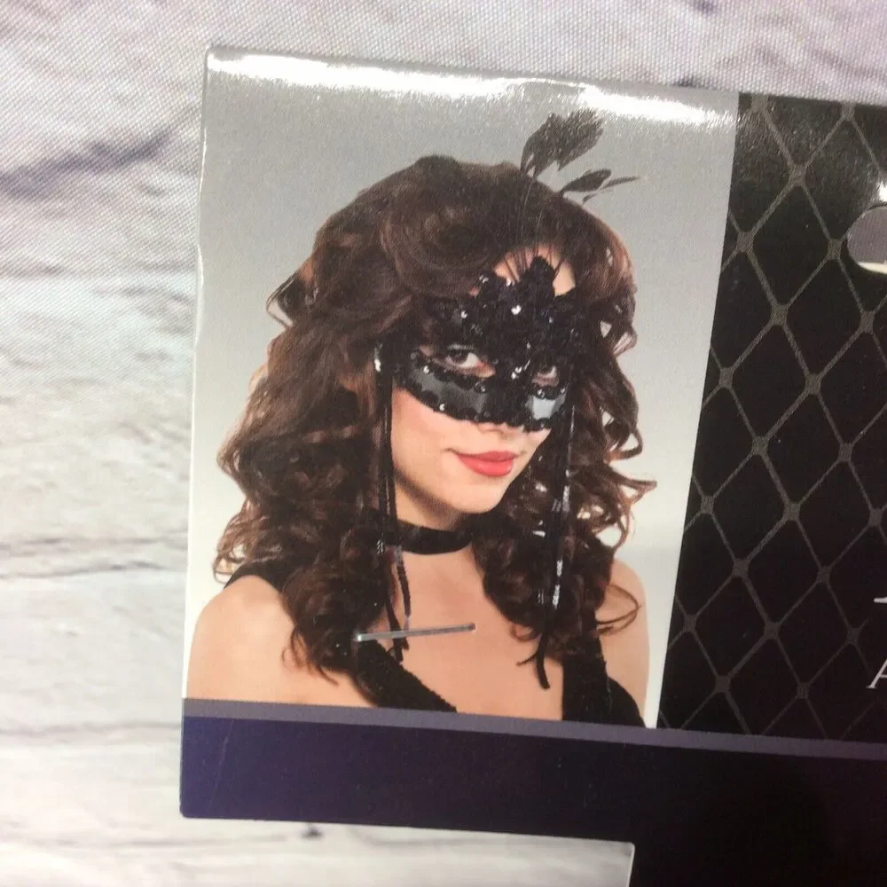 Masquerade Mardi Gras Costume Mask Black Sequins Dark Academia Cosplay Halloween